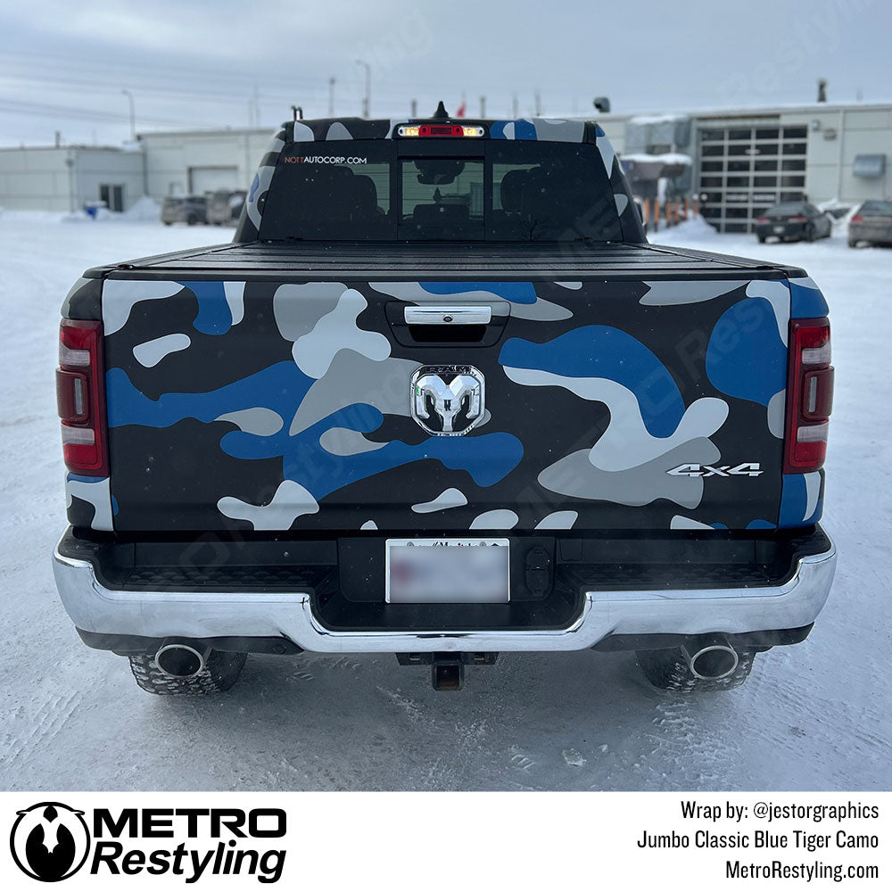 Classic Blue Tiger truck wrap