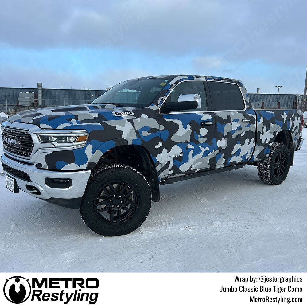 Classic Blue Tiger truck wrap