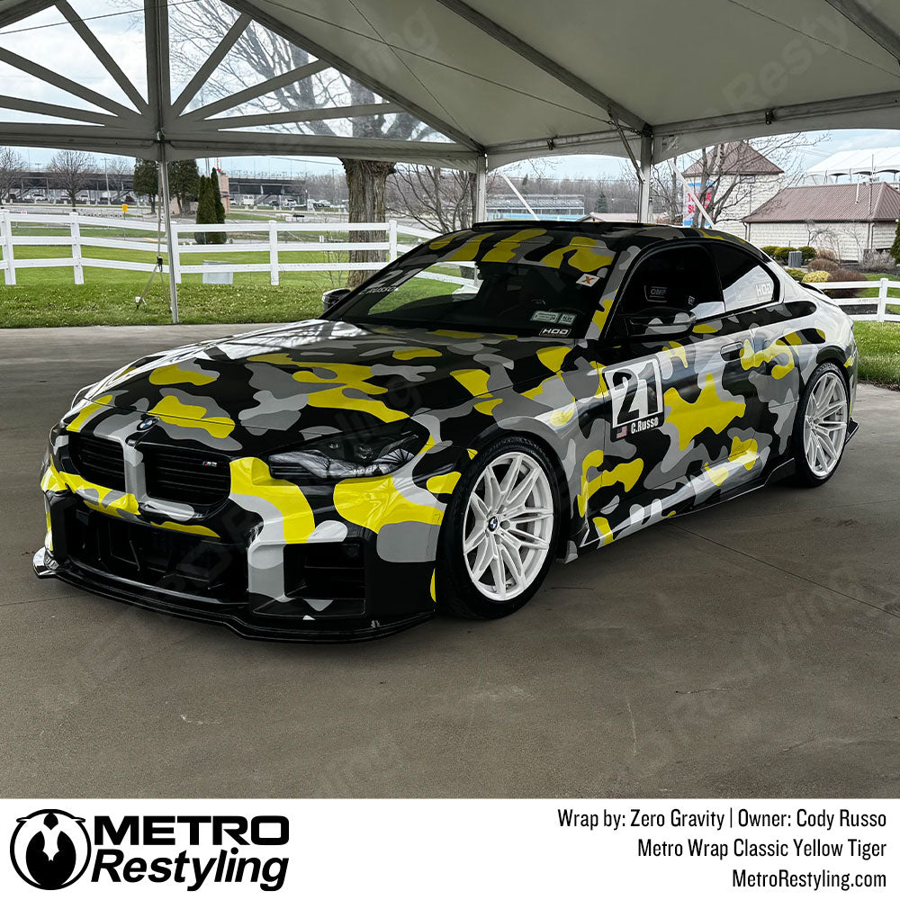 yellow camo bmw wrap