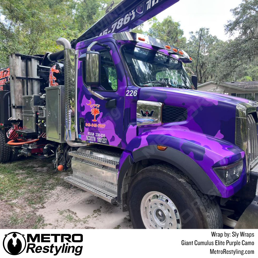 truck with purple camo wrap
