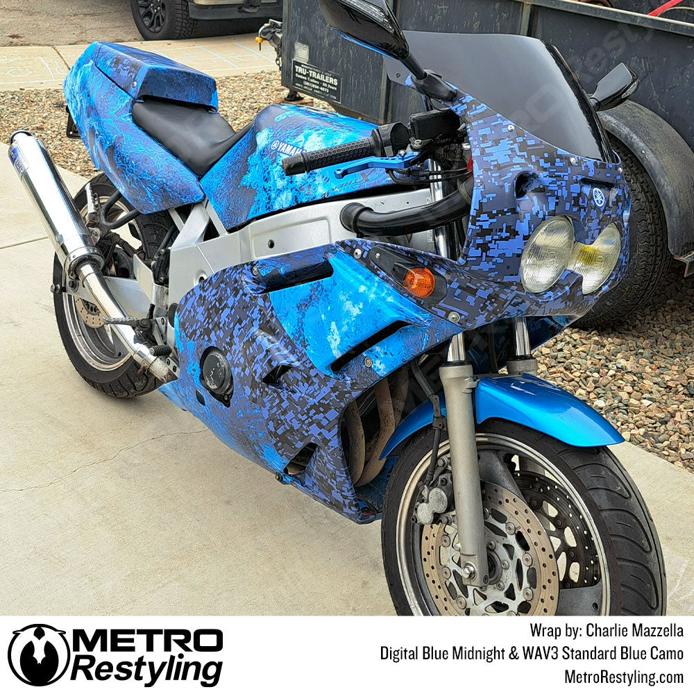 Blue midnight motorcycle wrap