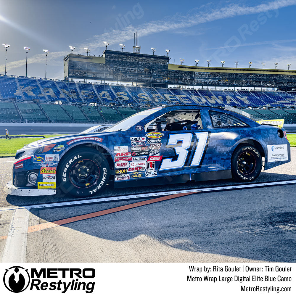 digital blue toyota camry wrap