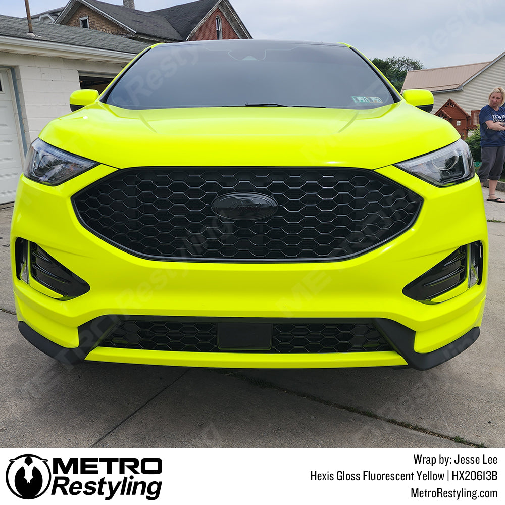 Gloss Fluorescent Yellow Vinyl Wrapped Ford