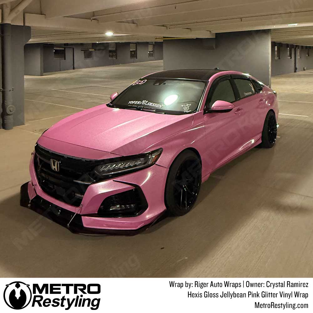 Hexis Gloss Jellybean Pink Glitter Vinyl Wrap | HX20RDRB