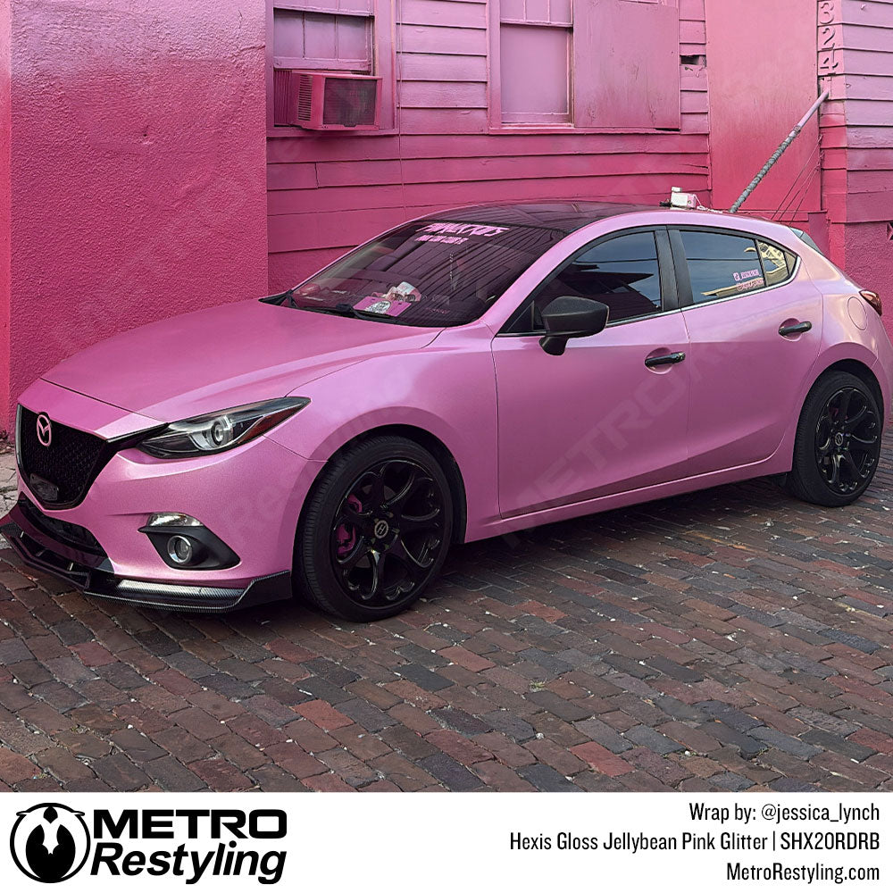 Hexis Gloss Jellybean Pink Glitter Vinyl Wrap HX20RDRB mazda wrap