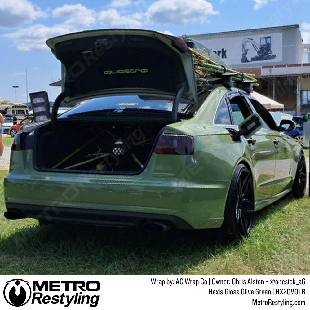 audi with olive green wrap