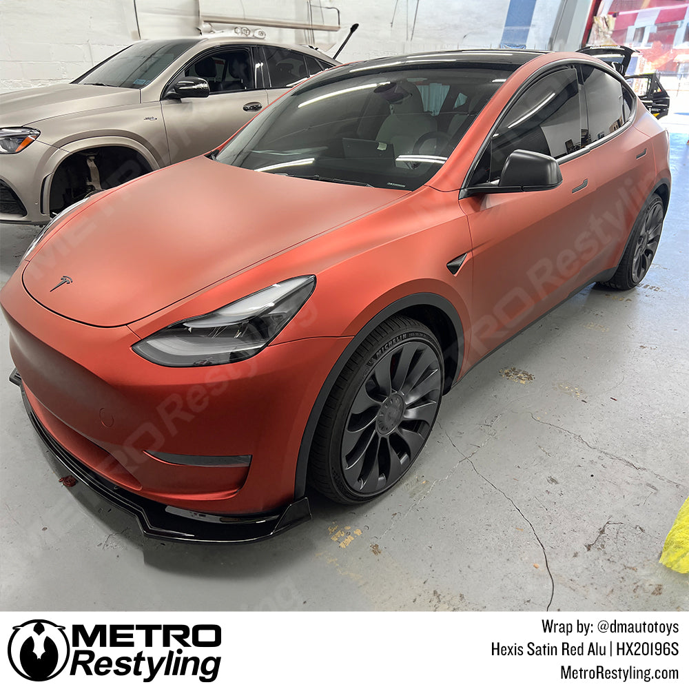 red tesla wrap