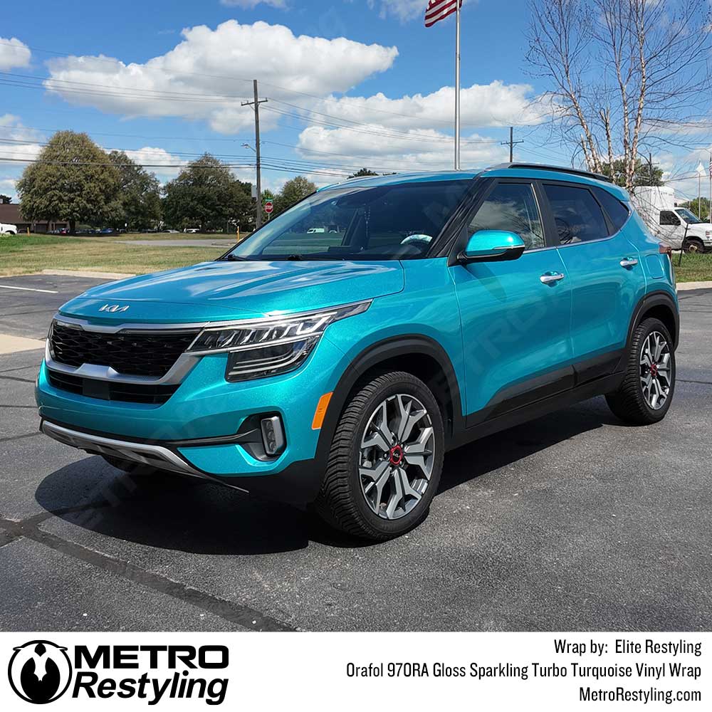 Orafol 970RA Gloss Sparkling Turbo Turquoise Vinyl Wrap | 970RA-182