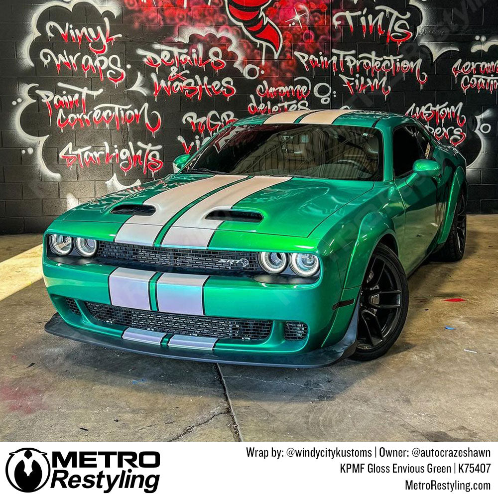 Green dodge challenger wrap