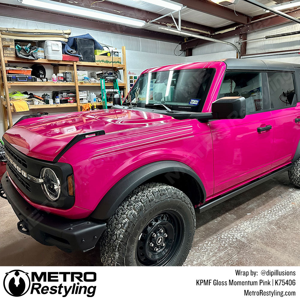 Gloss Momentum Pink Vinyl Wrapped Ford Bronco