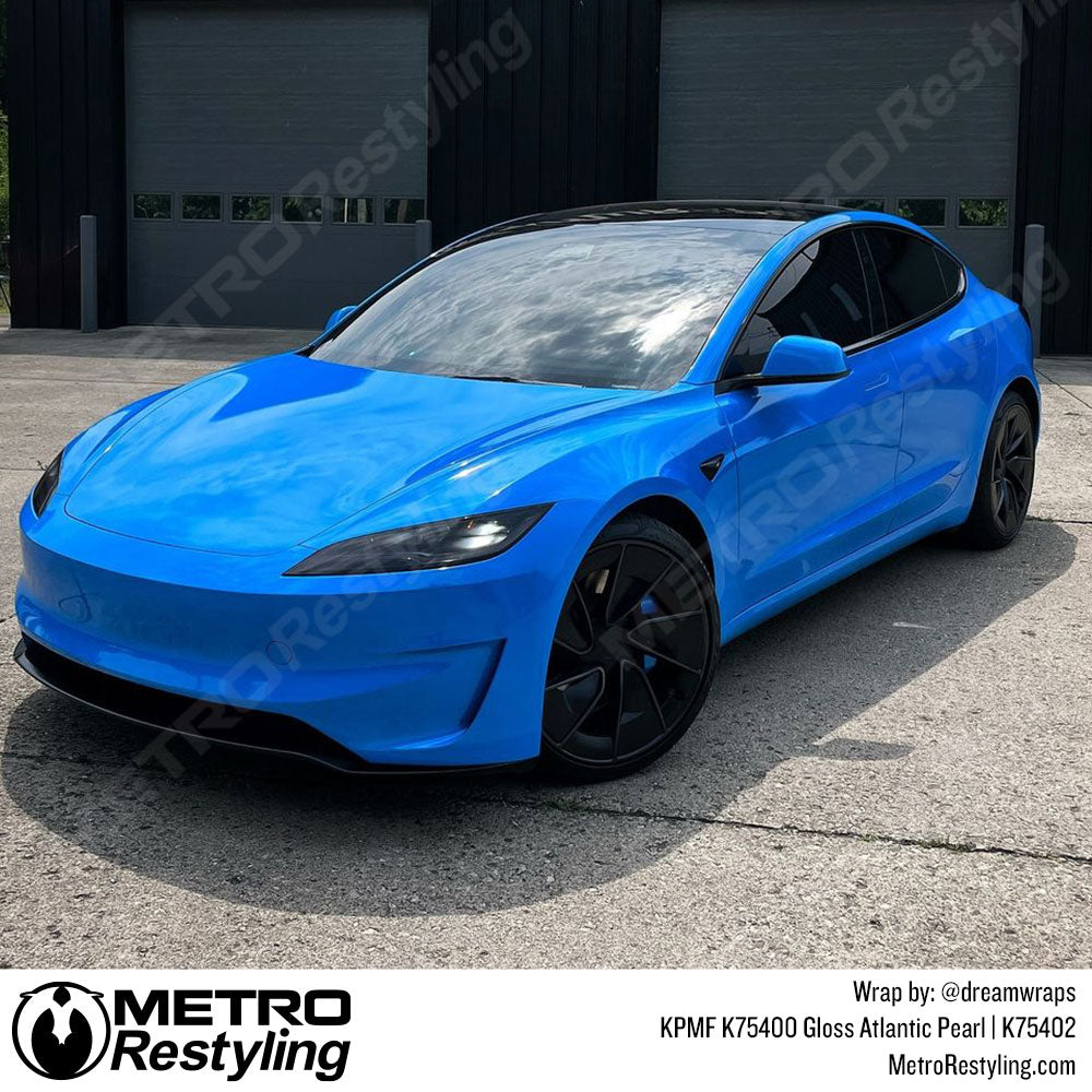 bright blue tesla wrap