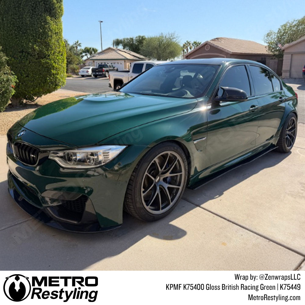 bmw with green wrap