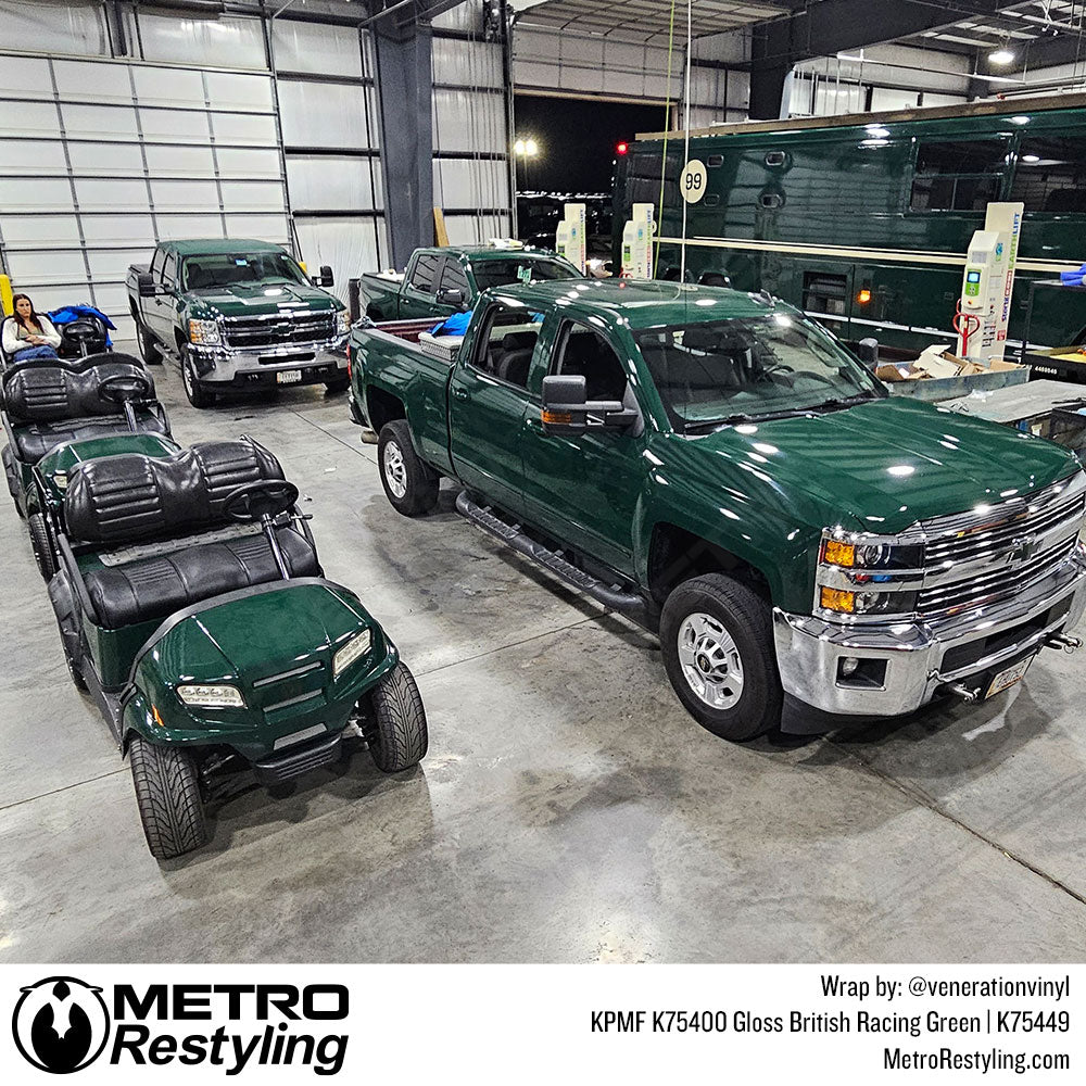 truck with green color change vinyl wrap