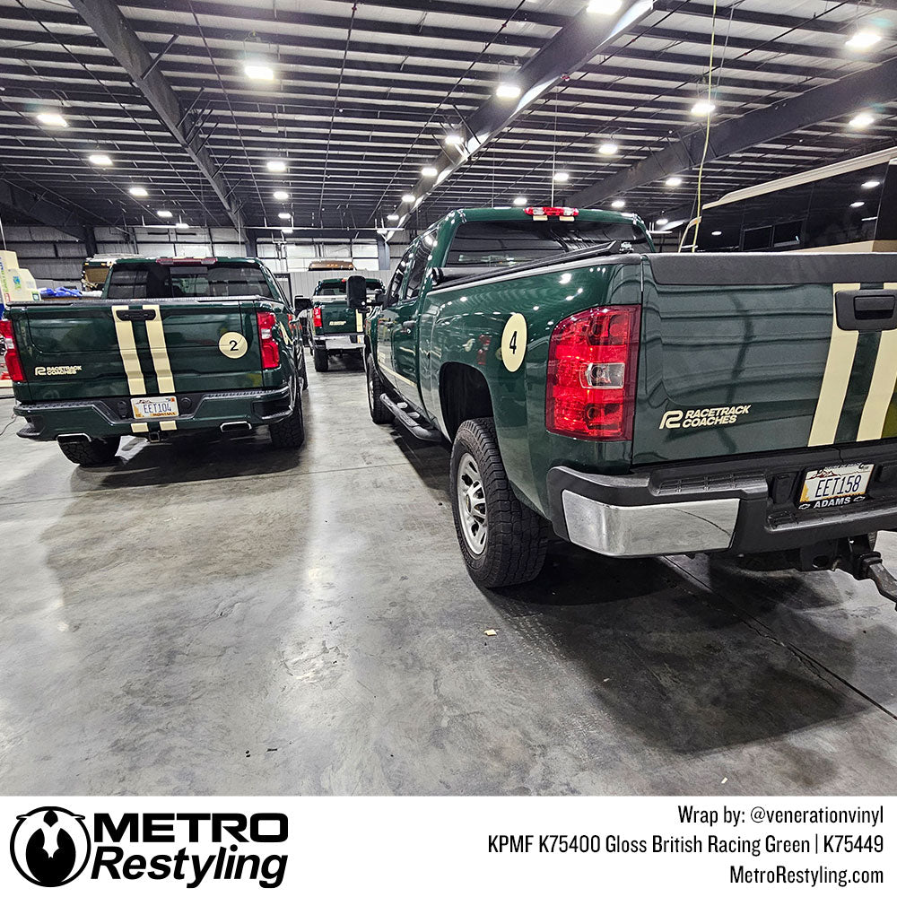 truck with green color change vinyl wrap