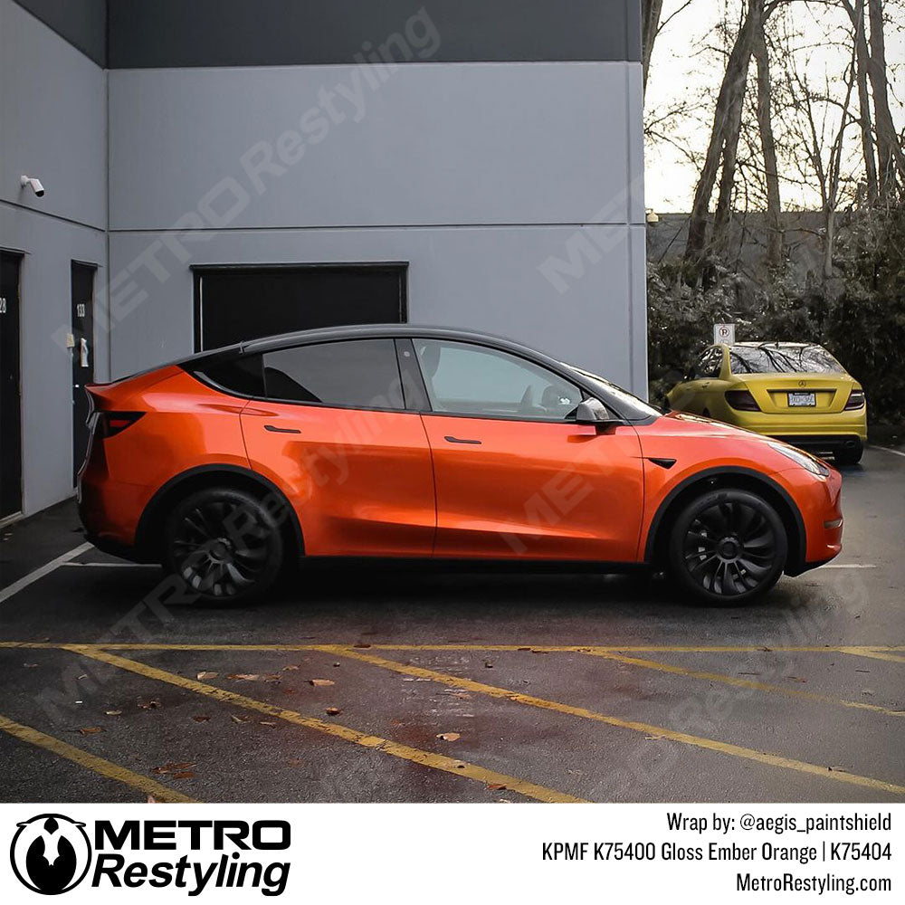bright orange tesla wrap