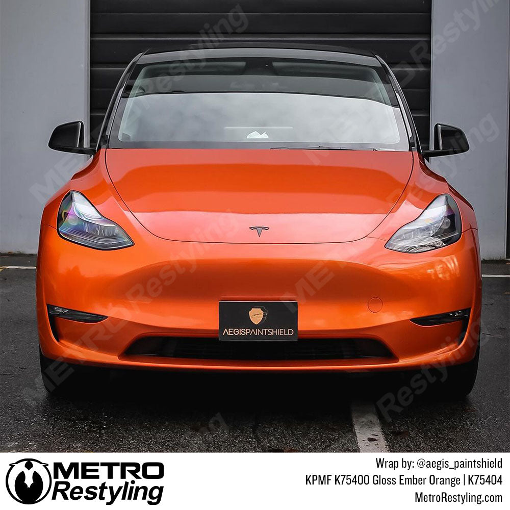bright orange tesla wrap
