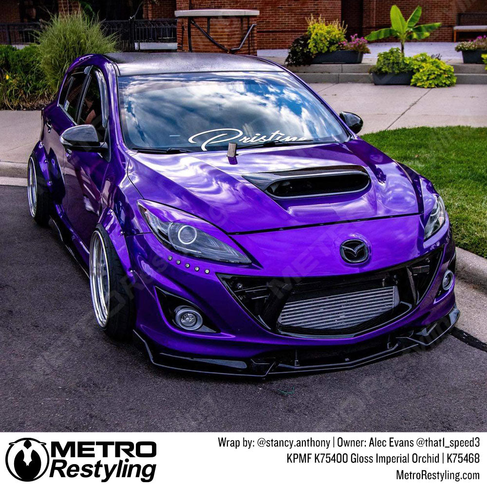 mazda with purple wrap