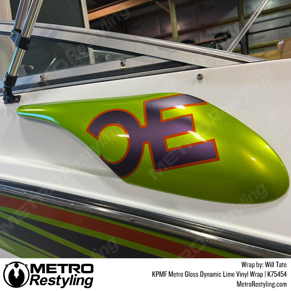 lime green boat wrap
