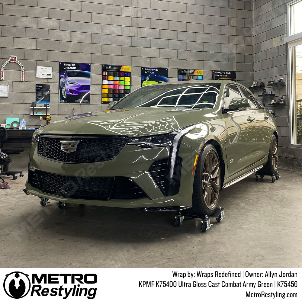 army green cadillac wrap