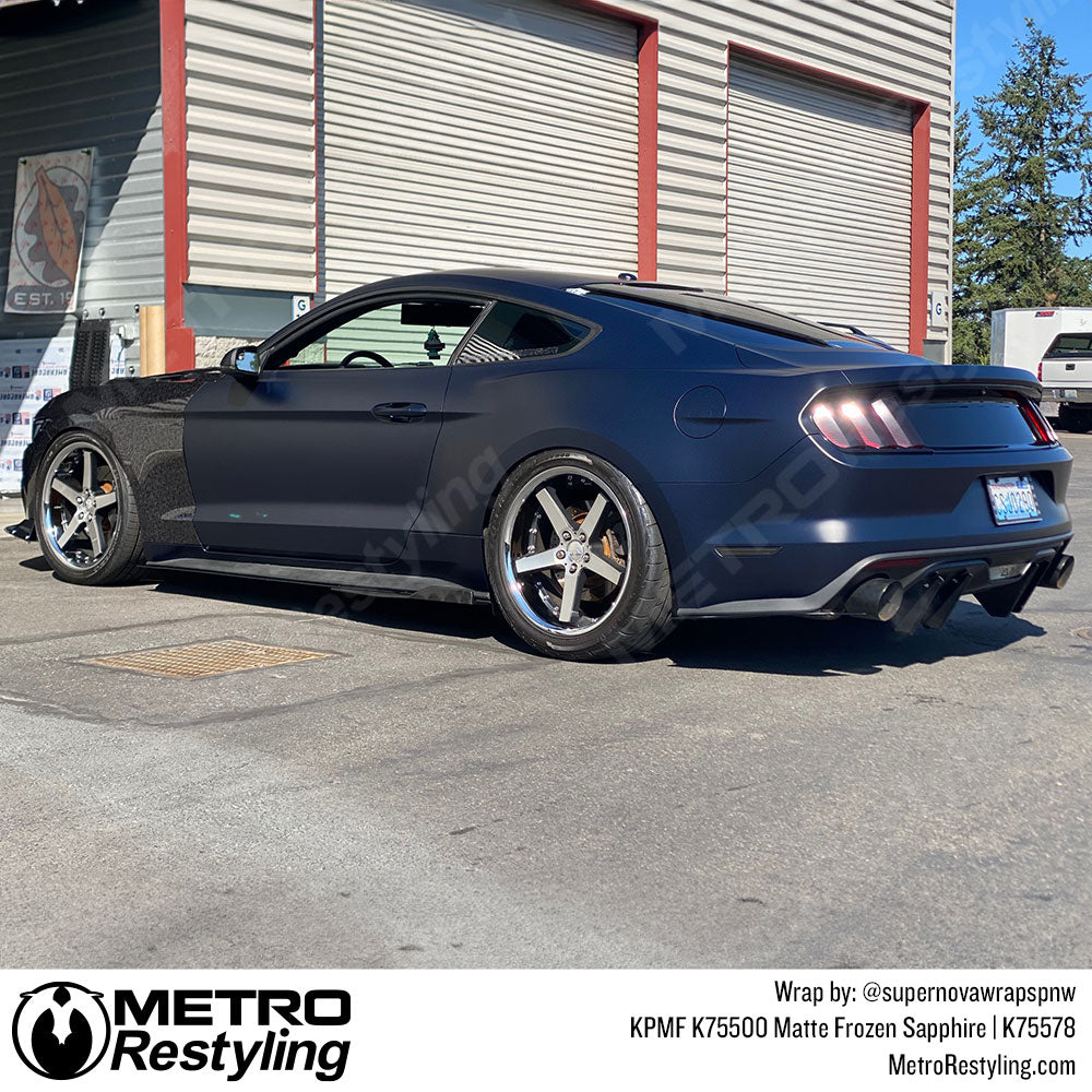 matte dark blue car wrap