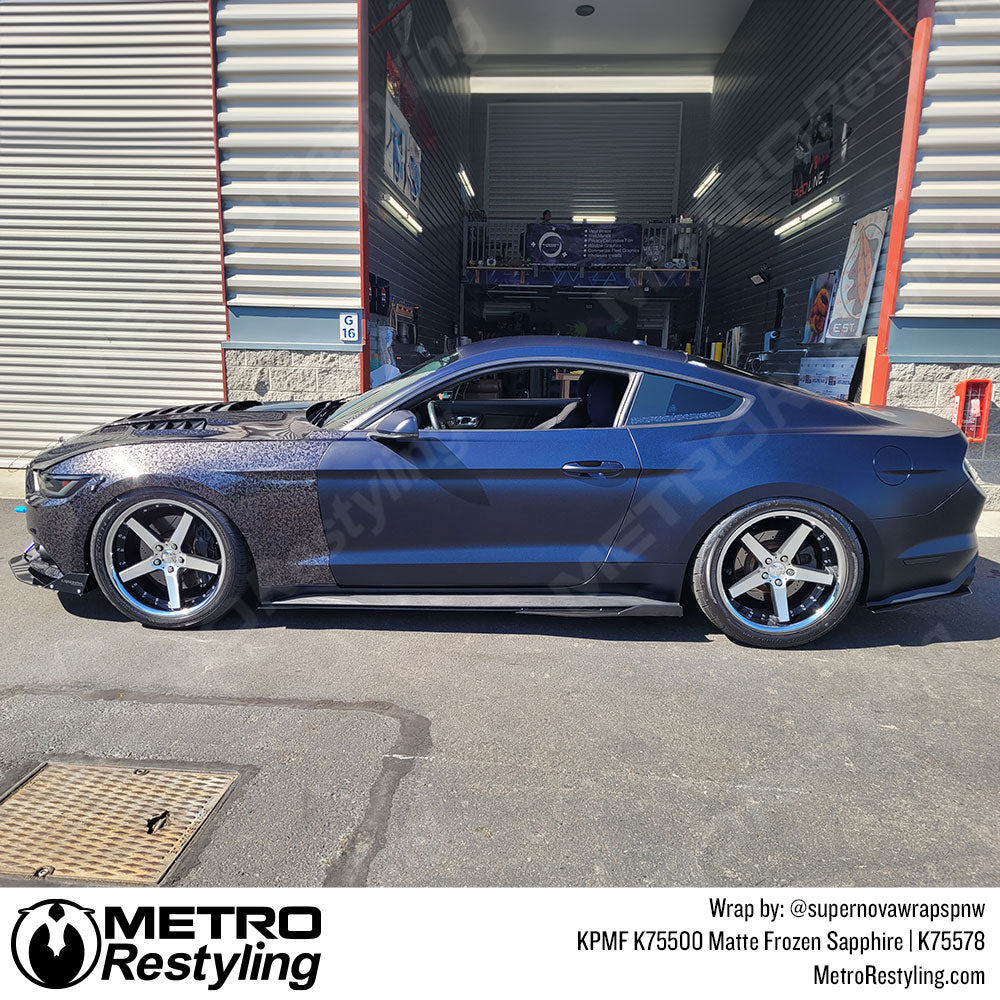 matte dark blue car wrap