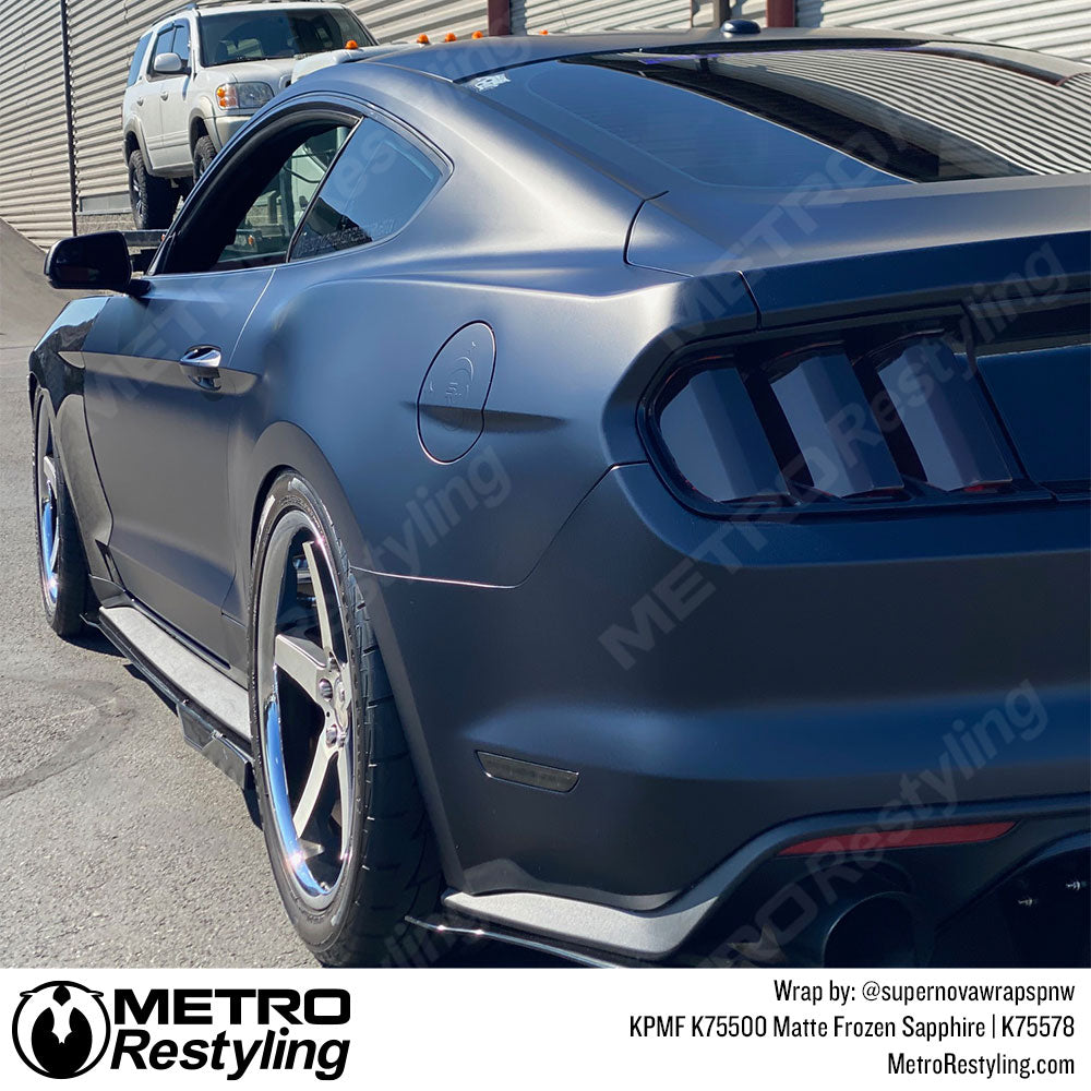 matte dark blue car wrap