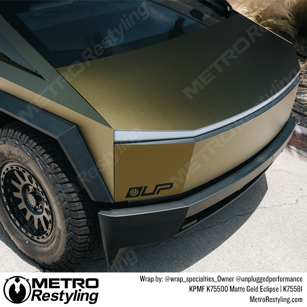 gold cybertruck wrap
