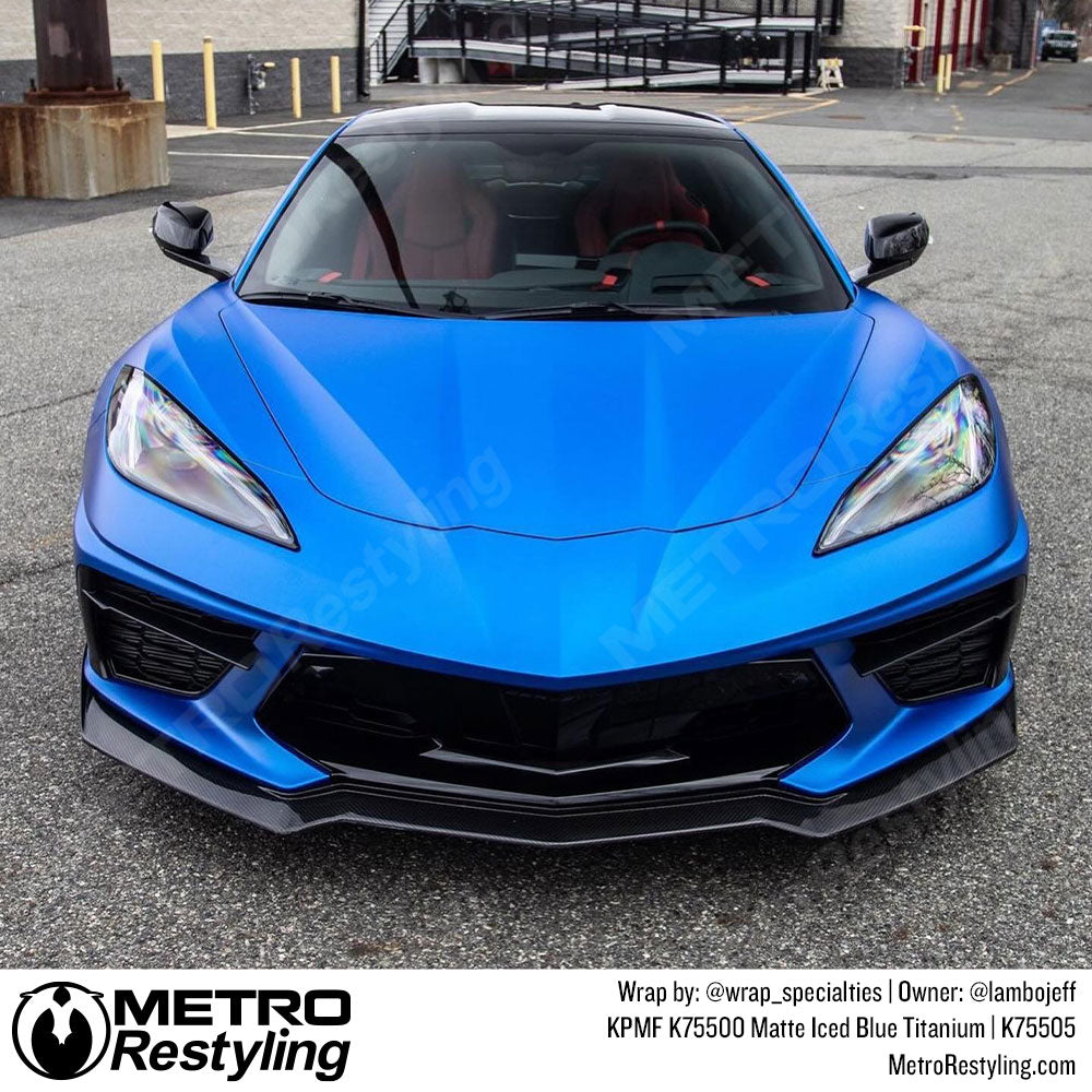 titanium blue corvette wrap