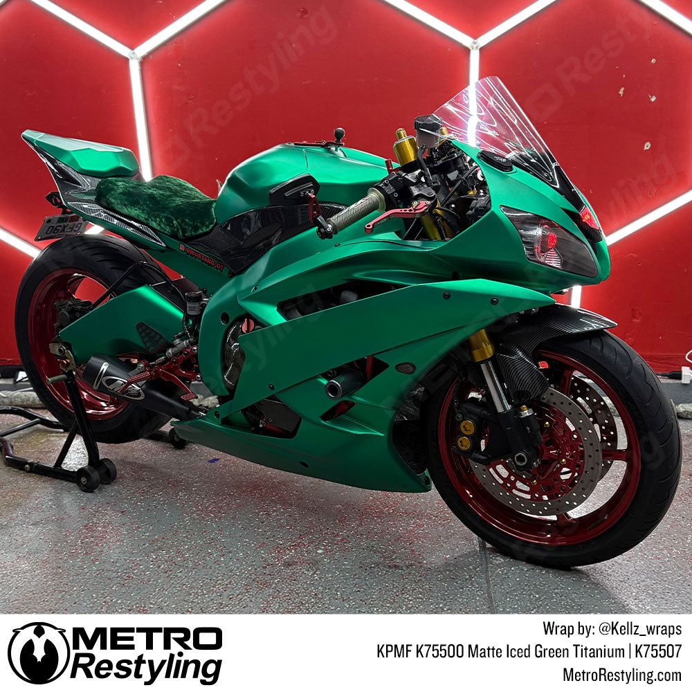 kawasaki ninja with green wrap