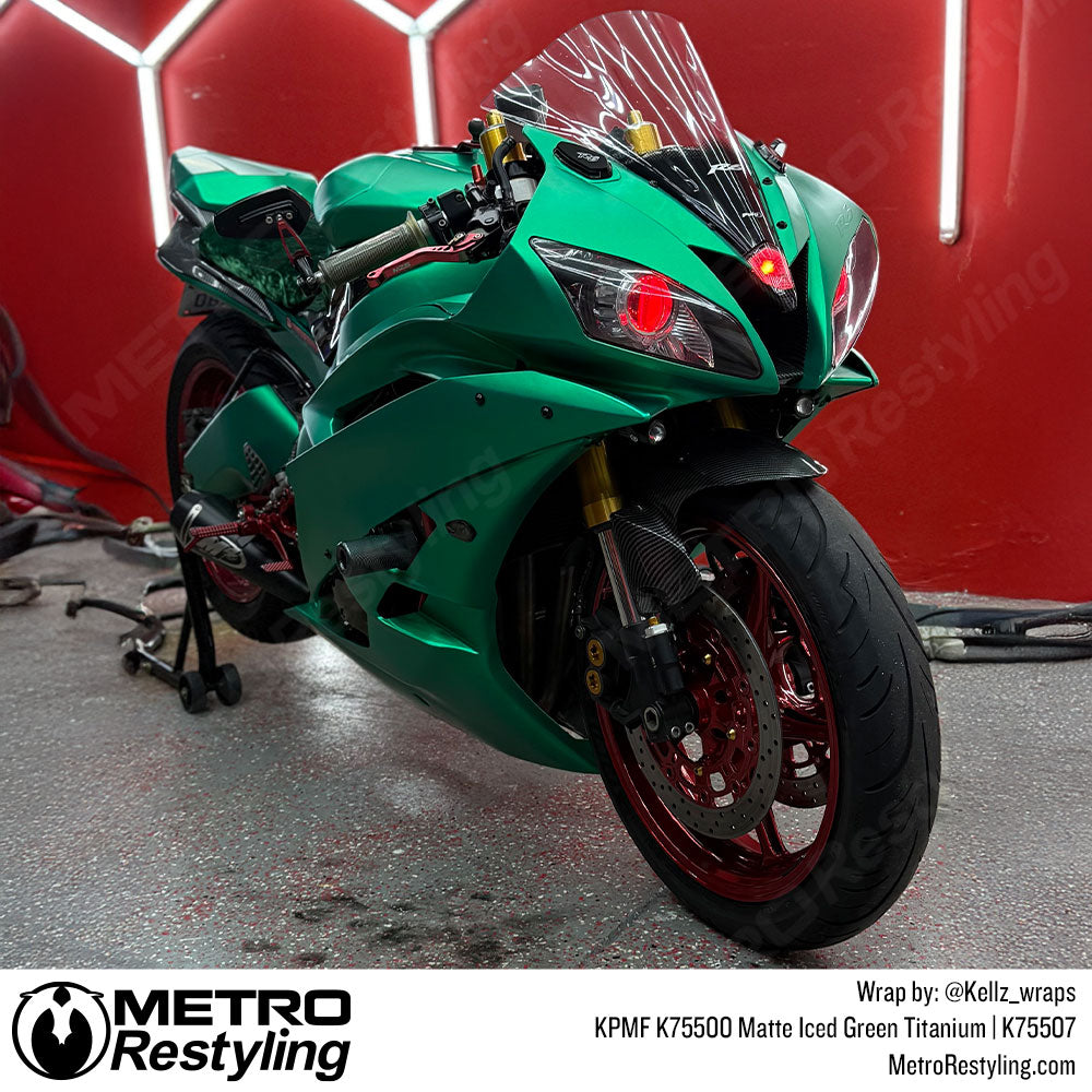 kawasaki ninja with green wrap