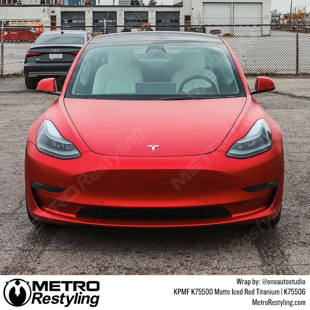 Red Tesla Car Vinyl Wrap