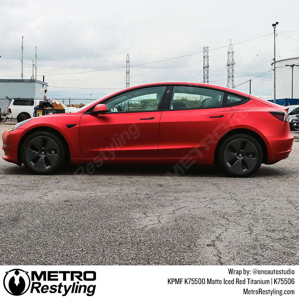 Red Tesla Vinyl Wrap