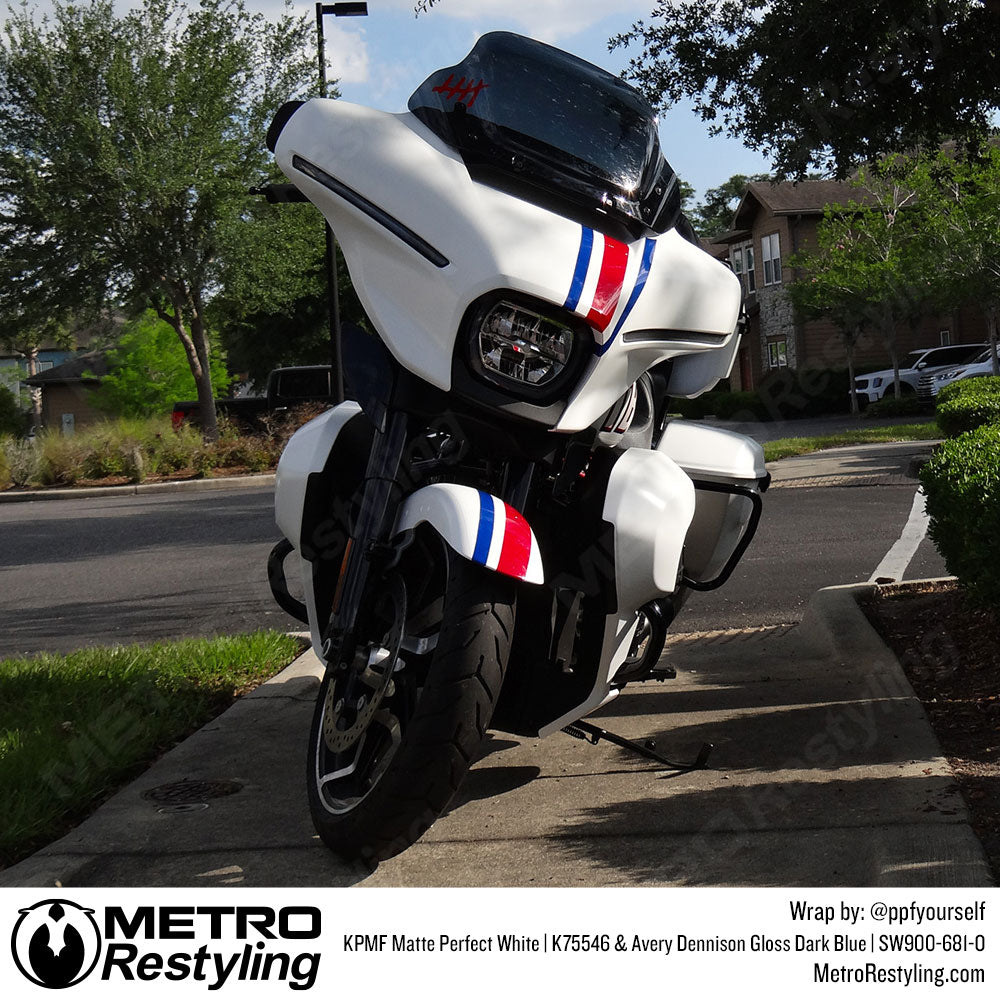 gloss white motorcycle wrap