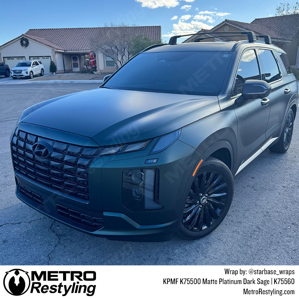 SUV with green color change vinyl wrap