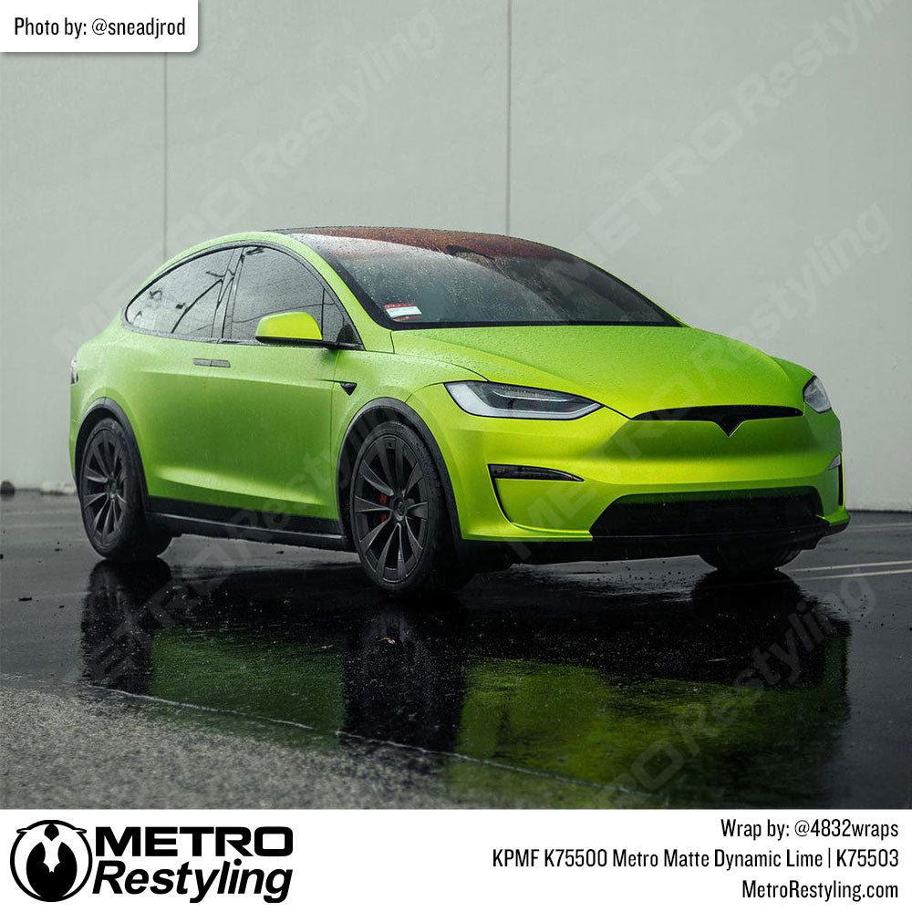 bright green tesla wrap