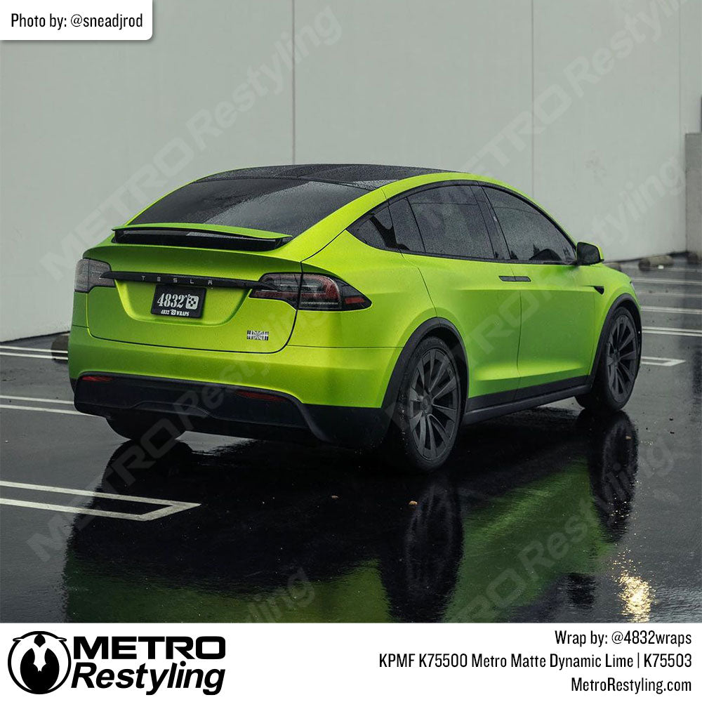 bright green tesla wrap