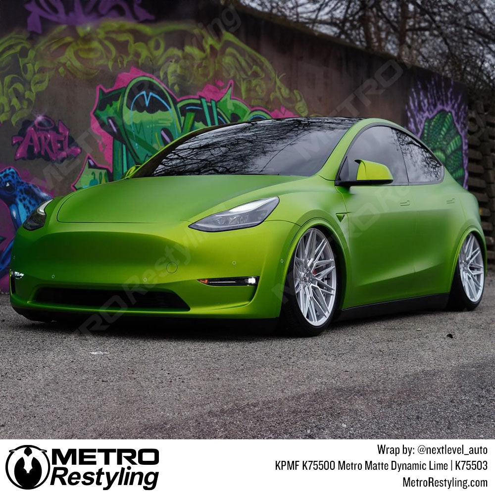 Green Tesla Wrap