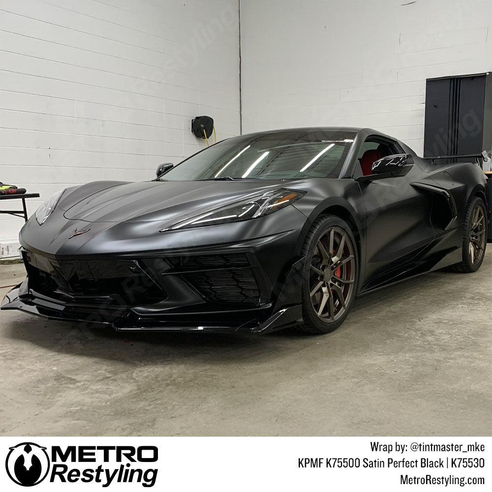 Satin Perfect Black Chevrolet Corvette wrap