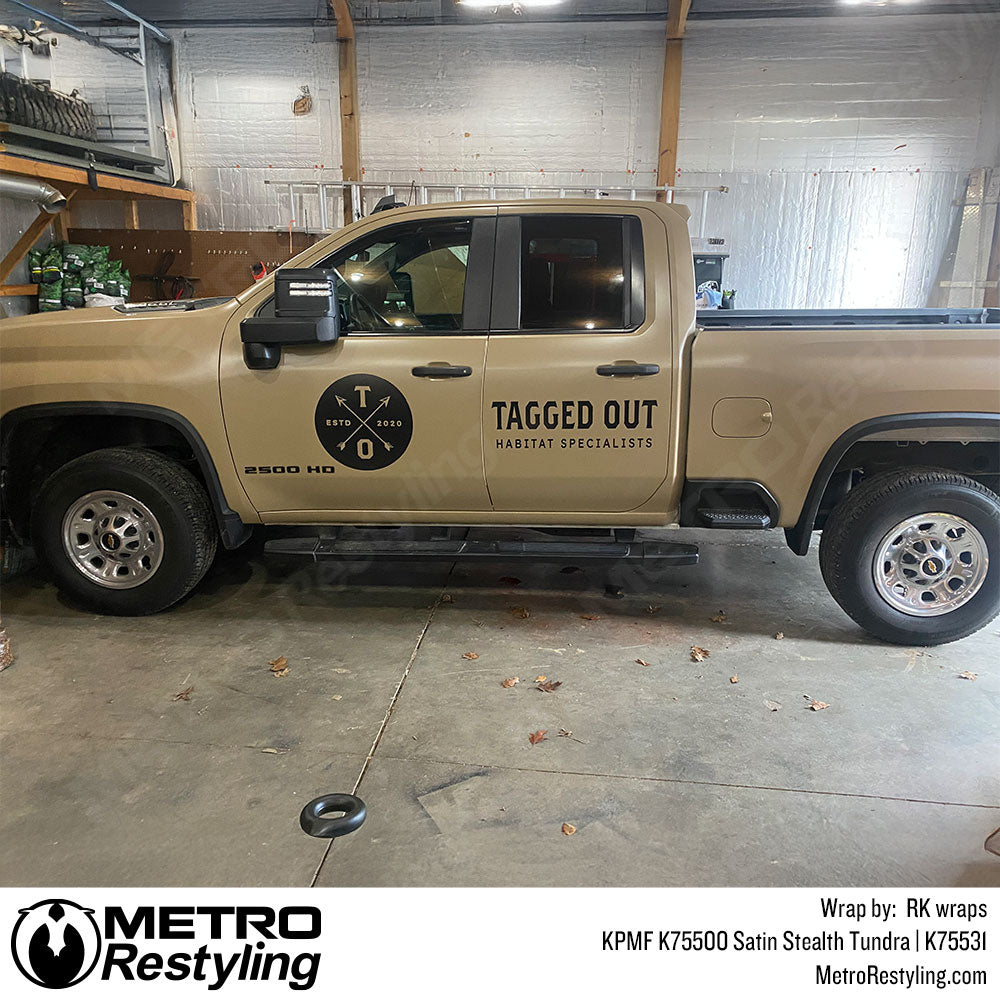 chevy truck with tan wrap