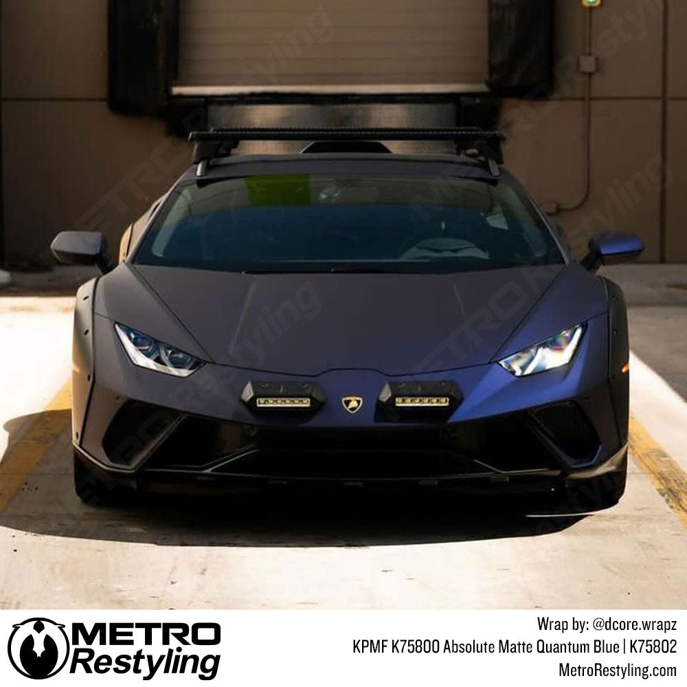 Lamborghini with dark blue wrap