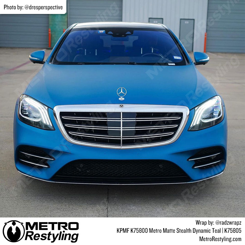 mercedes with blue wrap