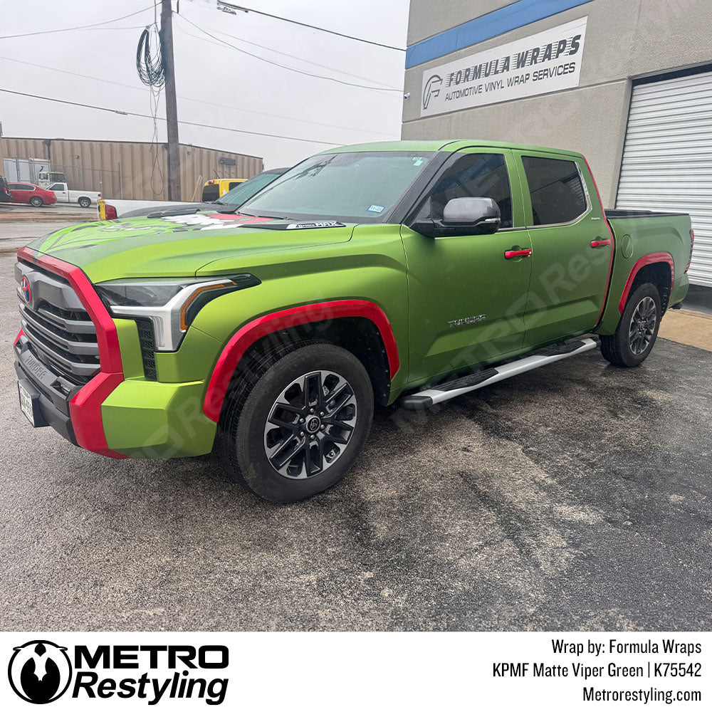 bright green and red toyota tundra wrap