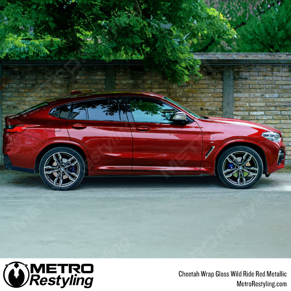 Cheetah Wrap Gloss Wild Ride Red Metallic Vinyl Wrap