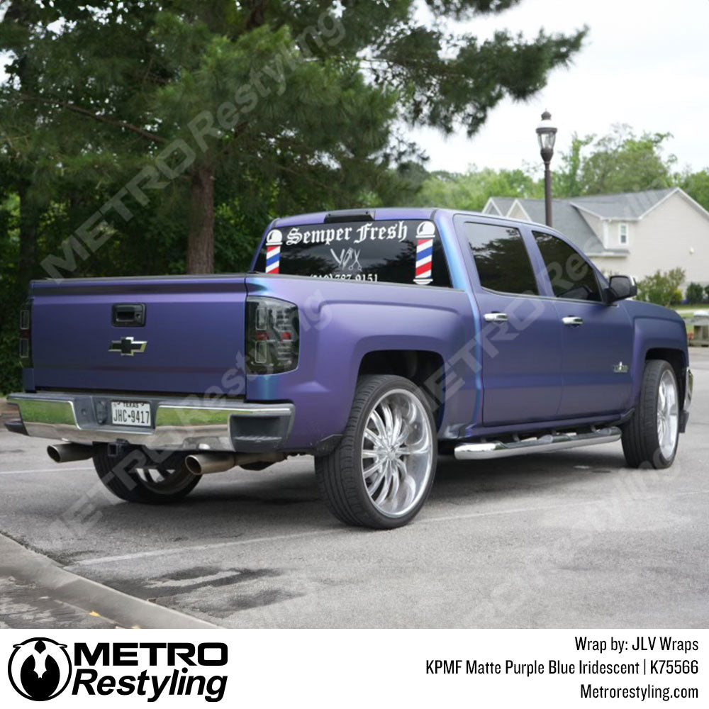 matte purple blue truck wrap
