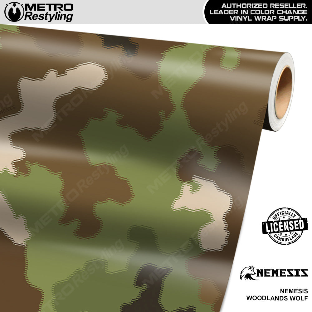 Large Nemesis Woodlands Wolf Camouflage Vinyl Wrap Film