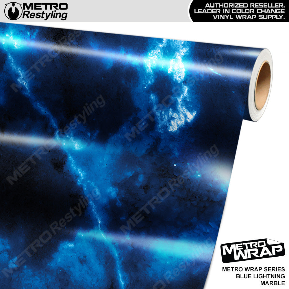 Metro Wrap Blue Lightning Marble Vinyl Film - 3M Film - Satin Finish | BLOWOUT STOCK | (127 sq ft) | 100373