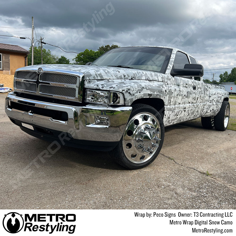 snow camo truck wrap