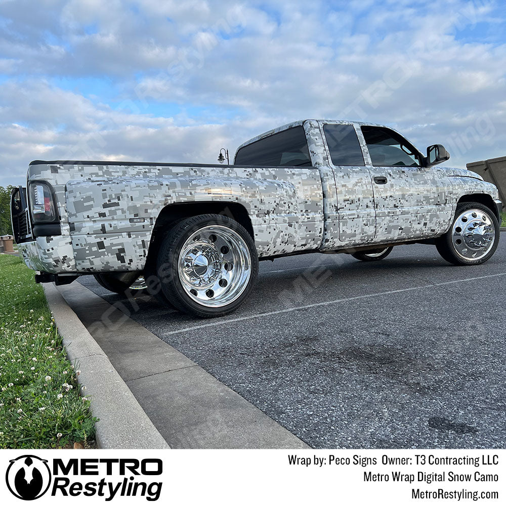 snow camo truck wrap