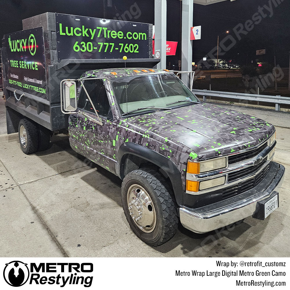 green digital truck wrap