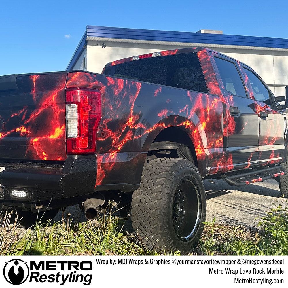 red lava truck wrap